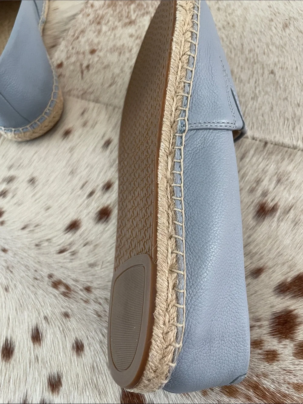 Michael Kors Light Blue Leather Espadrille Flats with Jute Trim